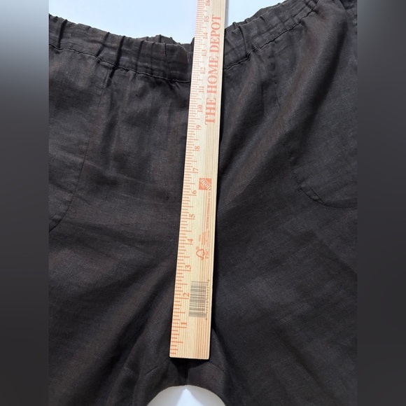 Lino by Chico's Chocolate Brown Linen Pull On Cropped Relaxed Fit Elastic Waist - Picture 10 of 11